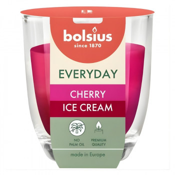 Bolsius Everyday tuoksukynttilä lasissa Ø70 x 80 mm, Cherry Ice Cream