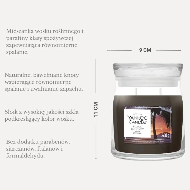Yankee Candle Black Coconut kynttilä, keskikokoinen