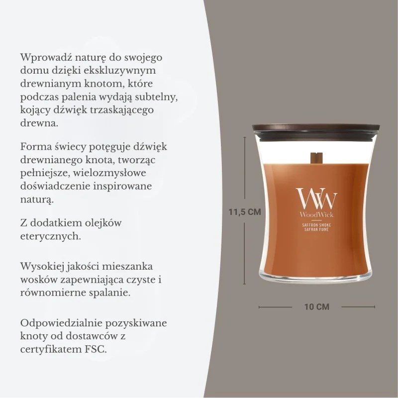 WoodWick Saffron Smoke kynttilä, keskikokoinen