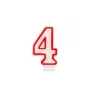 Papstar numerokynttilä ”4”, 7,3 cm, valkoinen/punainen