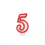 Papstar numerokynttilä ”5”, 7,3 cm, valkoinen/punainen