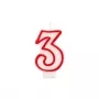 Papstar numerokynttilä ”3”, 7,3 cm, valkoinen/punainen