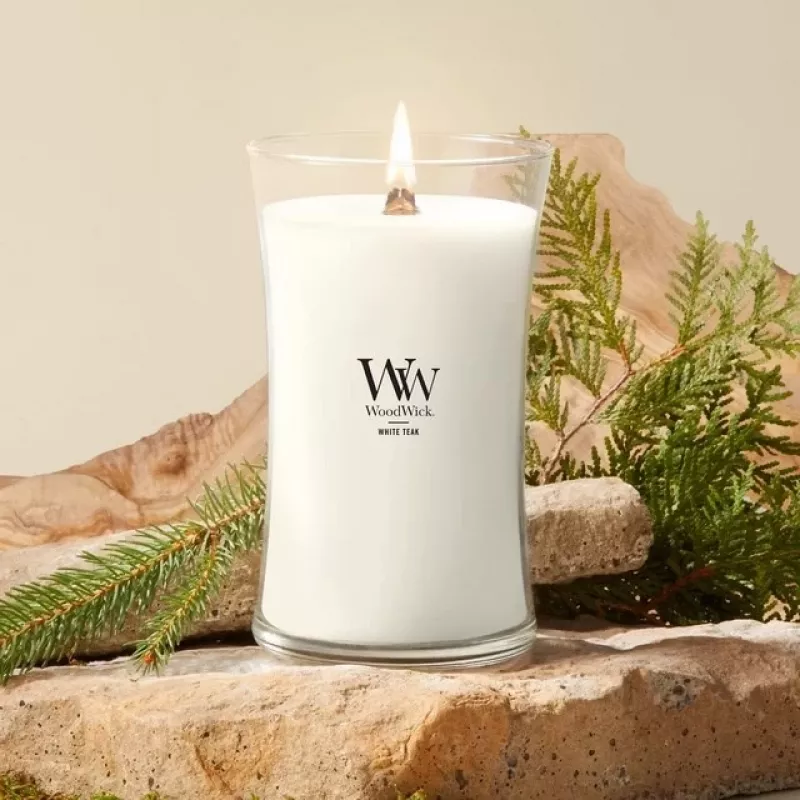 WoodWick White Teak kynttilä, suuri, 610 g