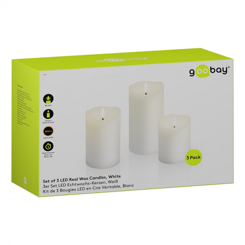 Goobay LED-aitovahakynttilät, valkoinen
