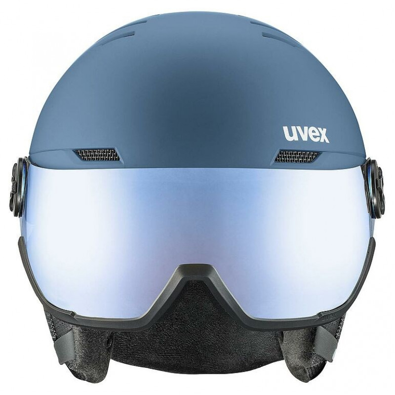 UVEX Wanted Visor laskettelukypärä, kivi/sininen, 58-61