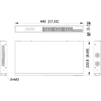 Hikvision DS-3E1528P-SI-24P4F 24-porttinen Gigabit PoE Smart -kytkin, 4x Gigabit kuituporttia, 370 W