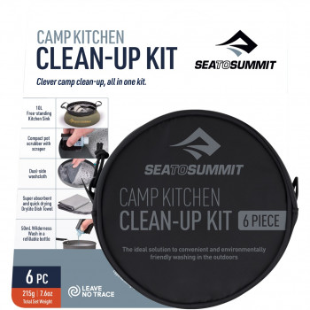 Sea To Summit Camp Kitchen Clean Up Kit, 6 osaa puhdistusaineella