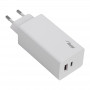 Seinä laturi Akyga AK-CH-20 100W USB-C USB-A PD GaN 5-20V / 1.5-5A valkoinen