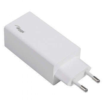 Seinä laturi Akyga AK-CH-20 100W USB-C USB-A PD GaN 5-20V / 1.5-5A valkoinen