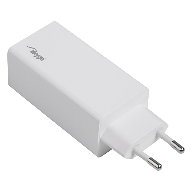 Seinä laturi Akyga AK-CH-20 100W USB-C USB-A PD GaN 5-20V / 1.5-5A valkoinen