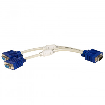 Akyga AK-AD-20 VGA (M) 2x VGA (F) jakokaapeli, 15 cm, valkoinen