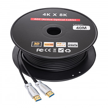Akyga AK-HD-400L HDMI 2.1 aktiivinen optinen kaapeli (AOC), 48 Gbps, 8K@60Hz, 4K@120Hz, 40 m, musta