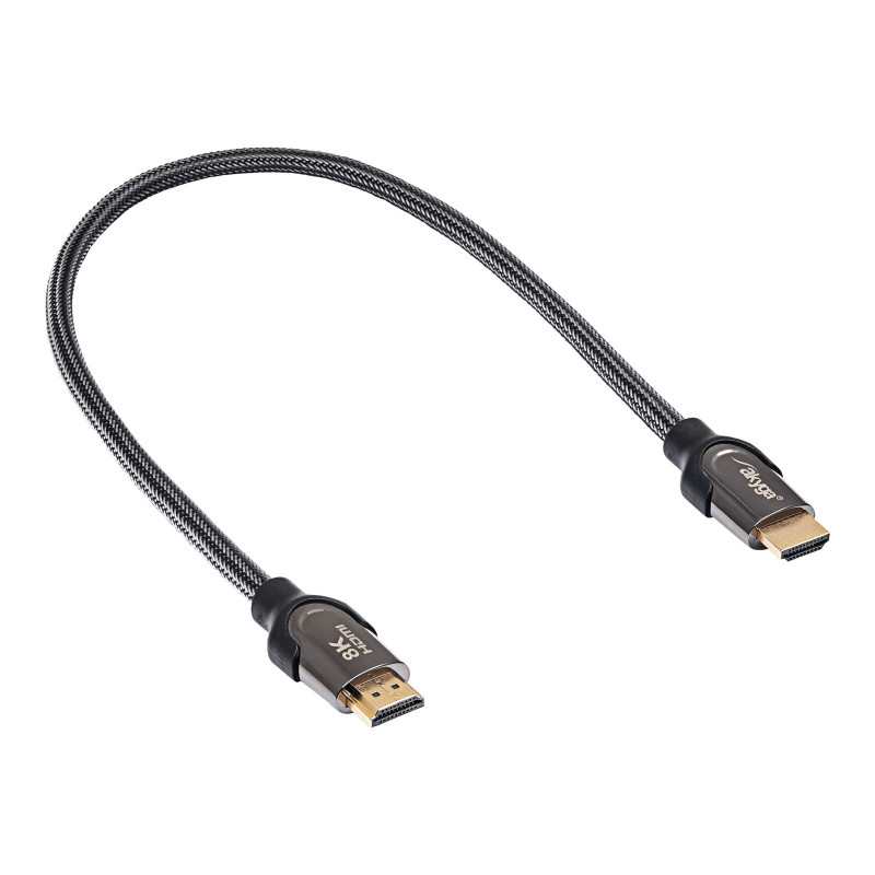 Akyga AK-HD-05S HDMI 2.1 suojattu kaapeli, 48 Gbps, 8K@60Hz, 4K@120Hz, 0,5 m, musta
