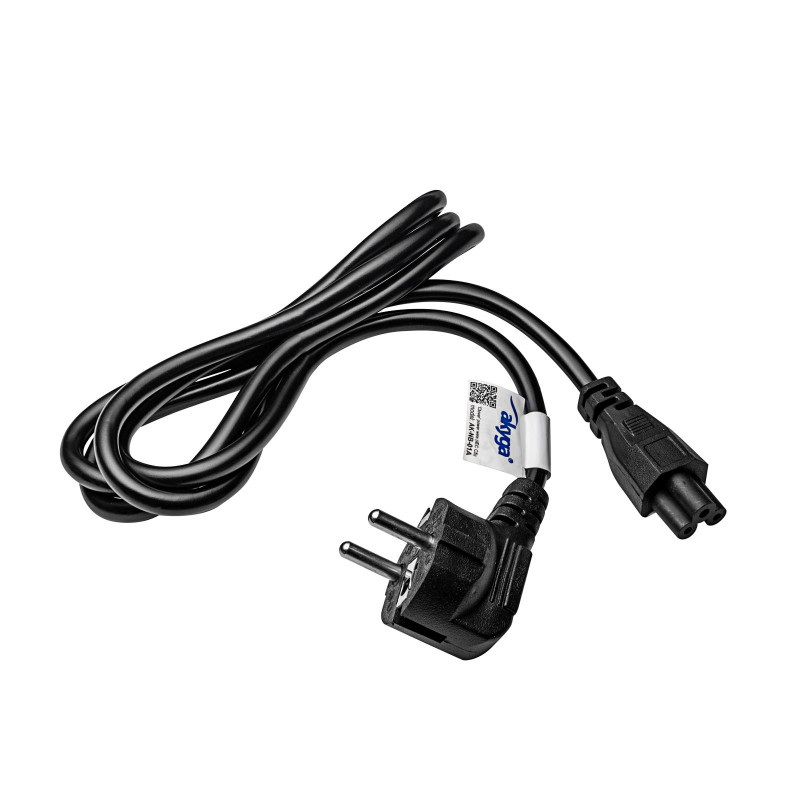 Akyga AK-NB-01A kannettavan tietokoneen virtakaapeli CEE 7/7 IEC C5 (apilaliitin), 3x 0,5 mm², 1,5 m, musta
