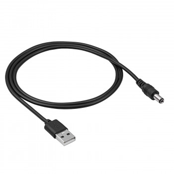 Akyga AK-DC-01 virtakaapeli USB-A uros DC 5,5 x 2,1 mm uros, 0,8 m, musta
