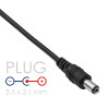 Akyga AK-DC-01 virtakaapeli USB-A uros DC 5,5 x 2,1 mm uros, 0,8 m, musta