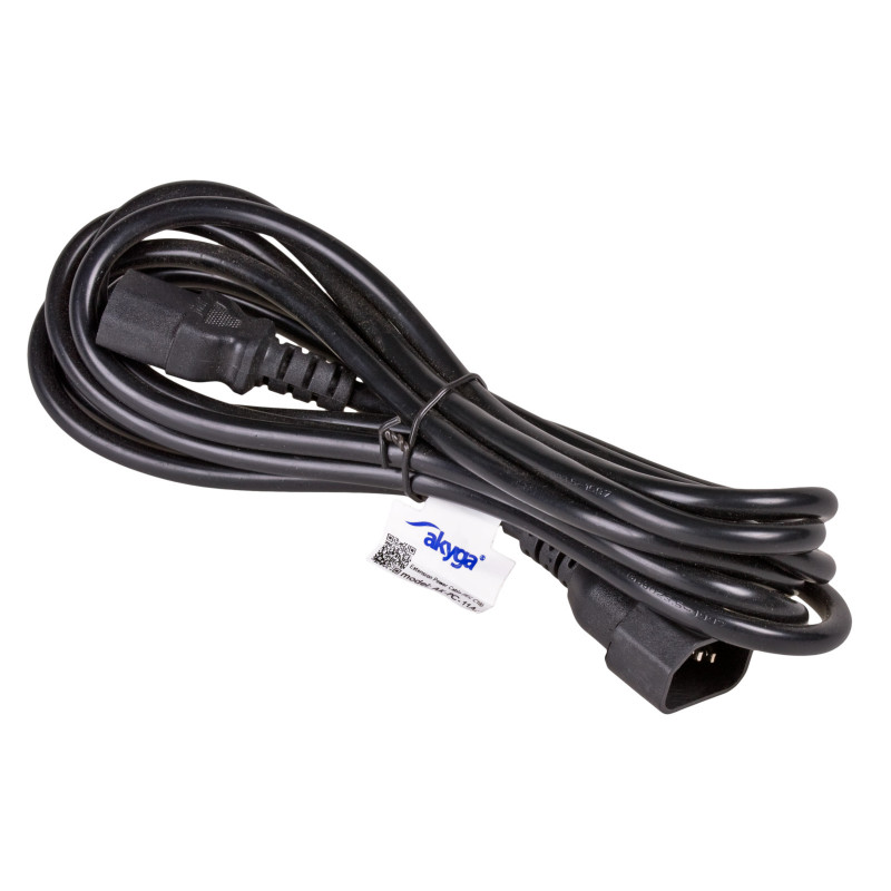 Akyga AK-PC-11A virtajohto IEC C14 - IEC C13, CCA 3x0,5 mm², 5 m, musta