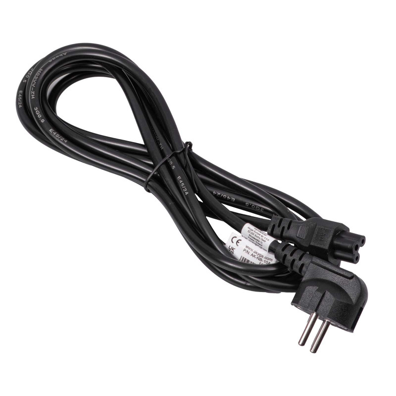 Akyga AK-NB-10A virtajohto CEE 7/7 - IEC C5, CCA 3x0,5 mm², 3 m, musta