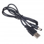 Akyga AK-DC-04 virtajohto USB-A uros - DC 5,5 x 2,5 mm uros, 0,8 m, musta