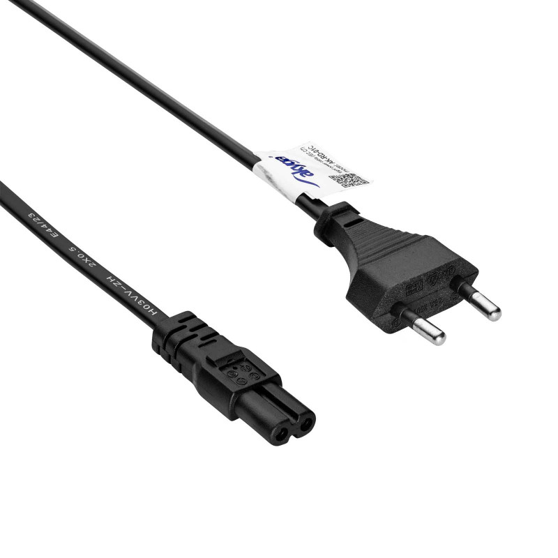 Akyga AK-RD-01C virtajohto euro-pistoke (CEE 7/16) - IEC C7, 2x 0,5 mm² kupari, 1,5 m, musta