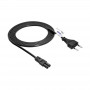 Akyga AK-RD-02C virtajohto euro-pistoke (CEE 7/16) - IEC C7, 2x 0,5 mm² kupari, 3 m, musta