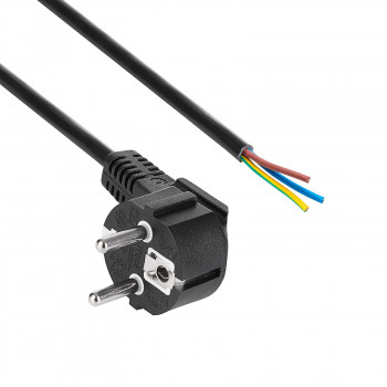 Akyga AK-OT-01S CEE 7/7 virtajohto avoimella päällä, 3x 1,5 mm² kupari, 1,5 m, musta