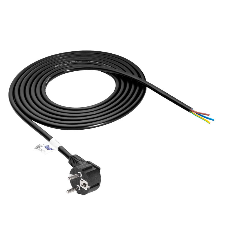 Akyga AK-OT-01S CEE 7/7 virtajohto avoimella päällä, 3x 1,5 mm² kupari, 1,5 m, musta