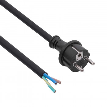 Akyga AK-OT-02S CEE 7/7 kumivirtajohto avoimella päällä, H05RR-F 3x 1,5 mm², 1,8 m, musta