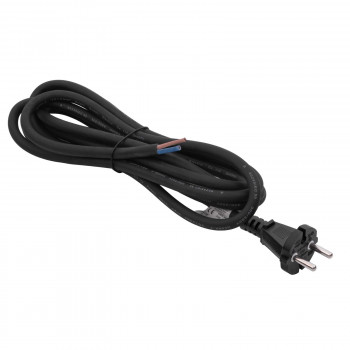 Akyga AK-OT-05S CEE 7/17 kumivirtajohto avoimella päällä, H05RR-F 2x 1,5 mm², 3 m, musta
