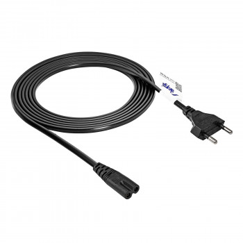 Akyga AK-RD-02A virtajohto CEE 7/16 (euro-pistoke) - IEC C7 (kahdeksikko), CCA 2 x 0,5 mm², 3 m, musta