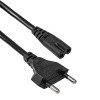 Akyga AK-RD-02A virtajohto CEE 7/16 (euro-pistoke) - IEC C7 (kahdeksikko), CCA 2 x 0,5 mm², 3 m, musta