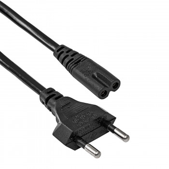 Akyga AK-RD-02A virtajohto CEE 7/16 (euro-pistoke) - IEC C7 (kahdeksikko), CCA 2 x 0,5 mm², 3 m, musta