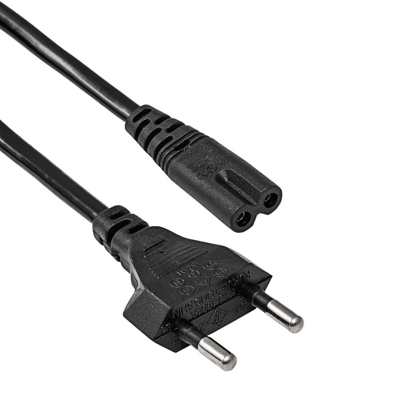 Akyga AK-RD-02A virtajohto CEE 7/16 (euro-pistoke) - IEC C7 (kahdeksikko), CCA 2 x 0,5 mm², 3 m, musta