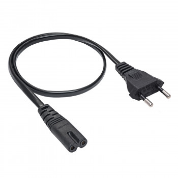 Akyga AK-RD-04A virtajohto CEE 7/16 (euro-pistoke) - IEC C7 (kahdeksikko), CCA 2 x 0,5 mm², 0,5 m, musta