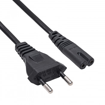 Akyga AK-RD-04A virtajohto CEE 7/16 (euro-pistoke) - IEC C7 (kahdeksikko), CCA 2 x 0,5 mm², 0,5 m, musta