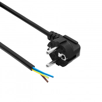 Akyga AK-OT-01C virtajohto avoimella päällä CEE 7/7 (Schuko), kupari 3 x 0,75 mm², 1,5 m, musta