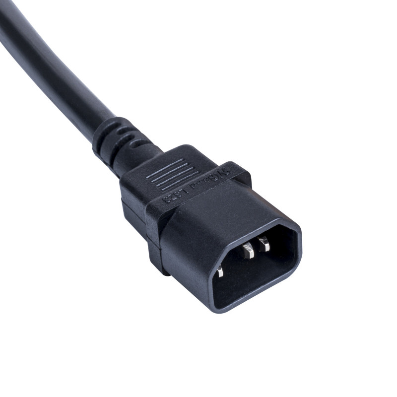Akyga AK-PC-13A virtasovitinkaapeli IEC C14 - CEE 7/3 (Schuko) naaras, kupari 3 x 0,75 mm², 1 m, musta