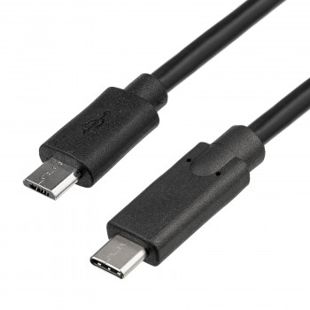 Akyga AK-USB-16 USB 2.0 -kaapeli Micro USB-B (M) - USB-C (M), 1 m, musta