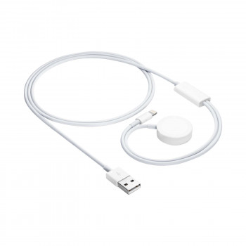 Akyga AK-SW-43 latauskaapeli Apple Watch Ultra 2 / Series 9/8/7/6/5/4/3/2/1, Lightning-liitäntä, USB, 1 m, valkoinen
