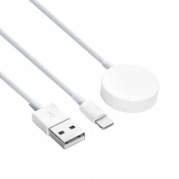 Akyga AK-SW-43 latauskaapeli Apple Watch Ultra 2 / Series 9/8/7/6/5/4/3/2/1, Lightning-liitäntä, USB, 1 m, valkoinen