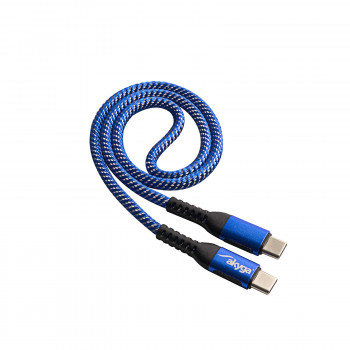 Akyga AK-USB-36 punottu USB-C - USB-C -kaapeli, USB 2.0, 100 W, 0,5 m, sininen