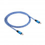 Akyga AK-USB-37 punottu USB-C - USB-C -kaapeli, USB 2.0, 100 W, 1 m, sininen