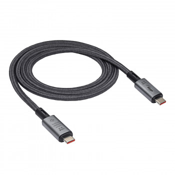 Akyga AK-USB-45 punottu USB-C - USB-C -kaapeli, USB4, 40 Gbit/s, 240 W, 1 m, harmaa