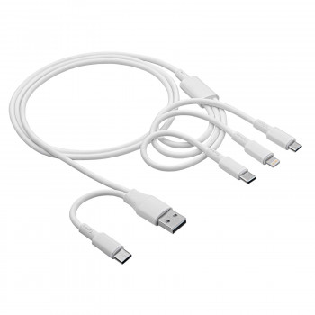 Akyga AK-USB-52 USB-kaapeli USB-A + USB-C - Micro-USB + USB-C + Lightning, 1,2 m