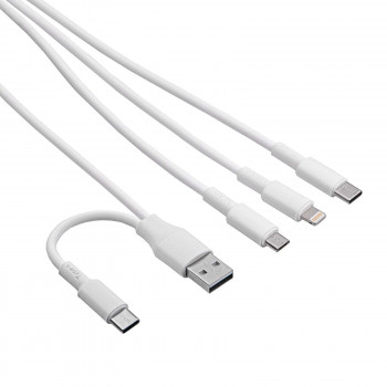 Akyga AK-USB-52 USB-kaapeli USB-A + USB-C - Micro-USB + USB-C + Lightning, 1,2 m