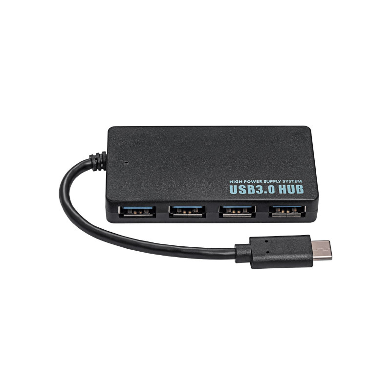 Akyga AK-AD-52 aktiivinen USB-C-keskitin, USB-C (M) - 4x USB-A (F), USB 3.1, 20 cm