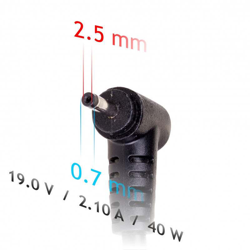 Akyga AK-ND-23 kannettavan tietokoneen virtalähde 19 V / 2,1 A, 40 W, 2,5 x 0,7 mm, 1,2 m, ASUS