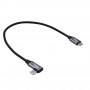 Akyga AK-USB-53 punottu USB-C - USB-C -kaapeli kulmaliittimellä, USB 2.0, 60 W, 0,3 m, musta