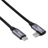 Akyga AK-USB-53 punottu USB-C - USB-C -kaapeli kulmaliittimellä, USB 2.0, 60 W, 0,3 m, musta