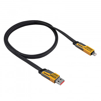 Akyga AK-USB-57 punottu 4-in-1-kaapeli USB-A/USB-C - USB-C/Lightning, USB 2.0, 65 W, 1 m, harmaa
